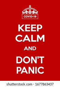 Vertical rectangular red-white motivation coronavirus COVID-19 poster based in vintage retro style Keep clam