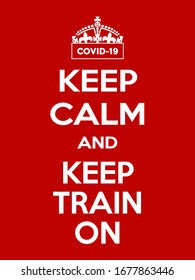 Vertical rectangular red-white motivation coronavirus COVID-19 poster based in vintage retro style Keep clam