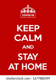 Vertical rectangular red-white motivation coronavirus COVID-19 poster based in vintage retro style Keep clam