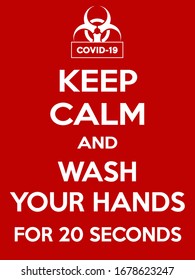 Vertical rectangular red-white motivation coronavirus COVID-19 poster based in vintage retro style Keep clam