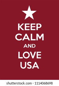 Vertical rectangular red-white motivation the love on usa poster based in vintage retro style Keep clam