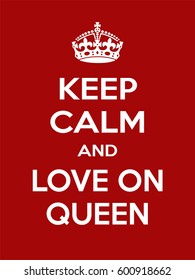 Vertical rectangular red-white motivation the love on queen poster based in vintage retro style