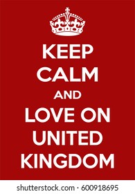 Vertical rectangular red-white motivation the love on United Kingdom poster based in vintage retro style