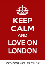 Vertical rectangular red-white motivation the love on London poster based in vintage retro style