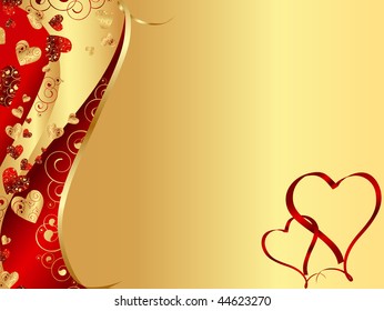 vertical red abstract wavy heart frame with copy-space for your text