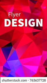 Vertical red geometric abstract low poly flyer, background, backdrop, template, layout, card, invitation, banner, cover. Vector illustration