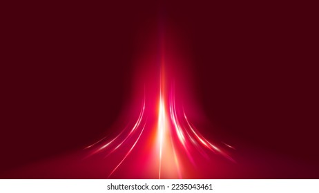 Vertical red light and glow speed movement tech abstract vector background
