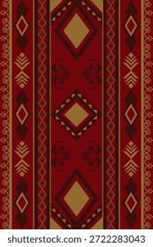 Vertical of Red Native Southwest Geometric Abstract Ethnic Pattern sem emenda. Aztec American Mexicano Navajo textura tribal. design para tecido, tapete de impressão, moda
