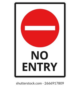 Vertical red and white no entry symbol sign vector