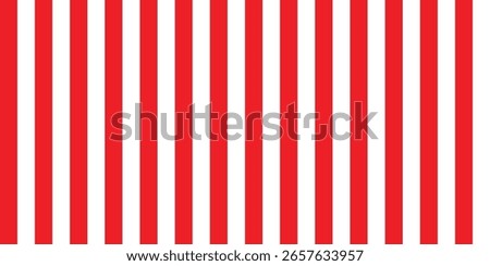 Vertical red and white seamless stripe pattern with bold alternating lines, perfect for candy-themed designs, festive packaging, fabric prints, or decorative backgrounds