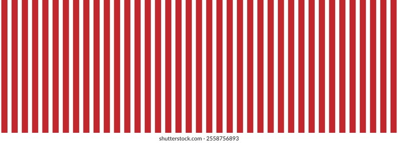 Vertical red and white stripes background. Seamless and repeating pattern. Editable template. Vector illustration. Abstract geometric wallpaper of the surface.  Print for polygraphy, t-shirts. eps10 