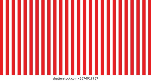 Vertical red and white stripes background. Seamless and repeating pattern. 