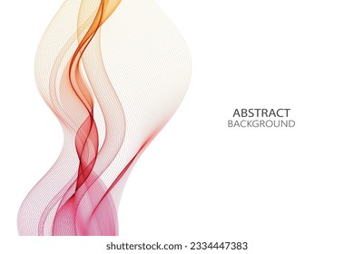 Vertical red-orange transparent wave on a white background