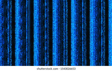 Vertical repetitive pixel digital noise of a deformed video signal. Television distortion of a broken TV. Vector illustration.