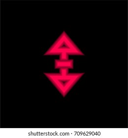 Vertical Resize red glowing neon ui ux icon. Glowing sign logo vector