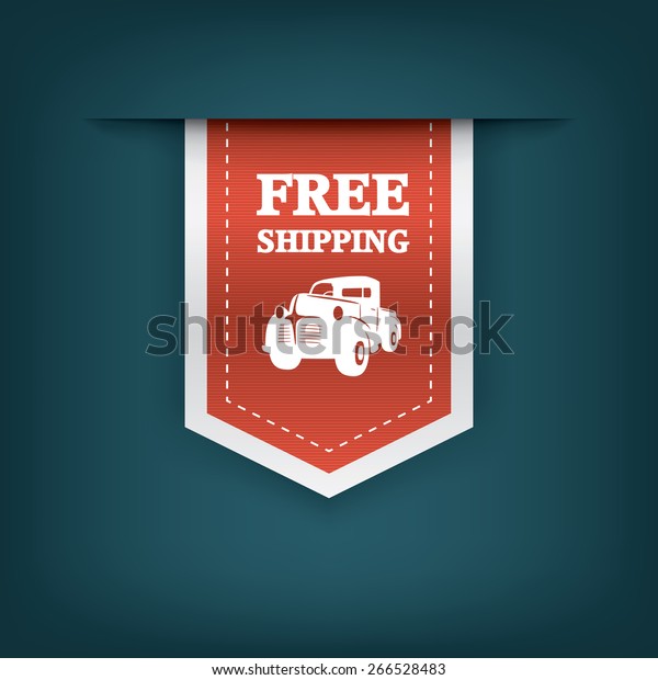 Vertical ribbon bookmarks, tags, stickers\
for free shipping or delivery. E-shop website elements. Advertising\
sales. Eps10 vector\
illustration