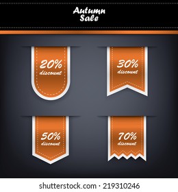 Vertical ribbons autumn sale elements collection. Eps10 vector illustration
