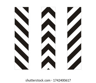 Vertical road markings in black and white. informing drivers about traffic on dangerous sections of the road sign. Danger for driving vehicles. 