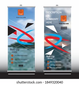 Vertical roll up banner design with metal mock-up design suitable for any kind of visual advertising and promotional display purposes  (standard size rollup banner with mockup) International new roll