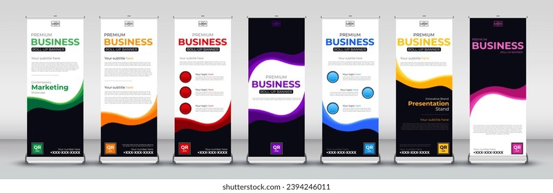 vertical roll up Banner Design set for Street Business, events, presentations, meetings, annual events, exhibitions