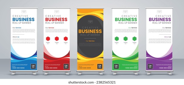 Vertical roll up Banner Design Signboard Advertising X-banner and Street Business Flag of Convenience