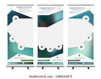 Vertical Roll Up Banner - Signboard Brochure Advertising Flyer Template X-banner
