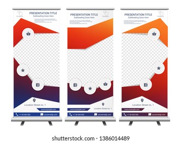 Vertical Roll Up Banner - Signboard Brochure Advertising Flyer Template X-banner