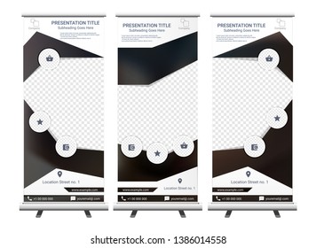 Vertical Roll Up Banner - Signboard Brochure Advertising Flyer Template X-banner