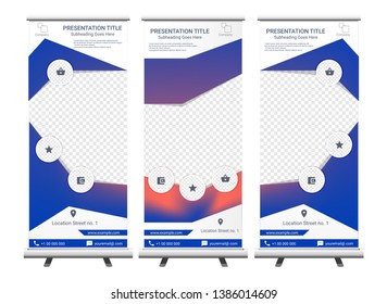 Vertical Roll Up Banner - Signboard Brochure Advertising Flyer Template X-banner