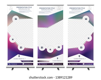 Vertical Roll Up Banner - Signboard Brochure Advertising Flyer Template X-banner