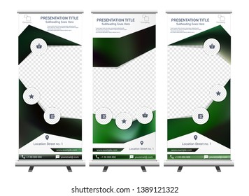 Vertical Roll Up Banner - Signboard Brochure Advertising Flyer Template X-banner