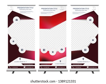 Vertical Roll Up Banner - Signboard Brochure Advertising Flyer Template X-banner
