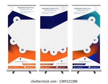 Vertical Roll Up Banner - Signboard Brochure Advertising Flyer Template X-banner