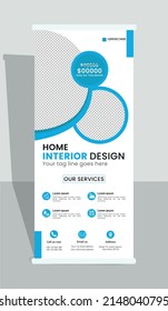 Vertical roll up banner stand template for home interior design. International size width: 30 in and Height 70 in with bleed area