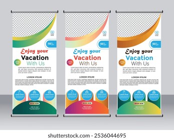 Design de modelo vertical de banner stand-up roll-up