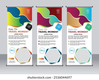 Design de modelo vertical de banner stand-up roll-up