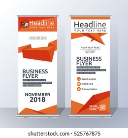 Vertical Roll Up Banner Template Design for Announce and Advertising. Abstract Orange and White Layout Template.  Vector illustration