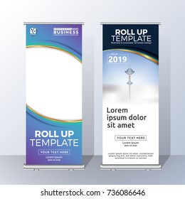 Vertical Roll Up Banner Template Design for Announce and Advertising. Vector illustration