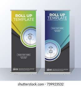 Vertical Roll Up Banner Template Design for Announce and Advertising. Vector illustration