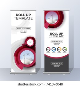 Vertical Roll Up Banner Template Design for Announce and Advertising. Vector illustration
