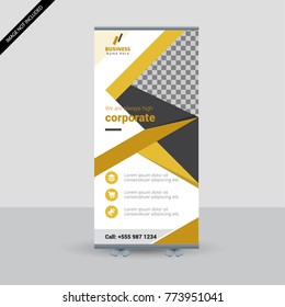 Vertical Roll Up Banner Template Design for Announce & Advertising