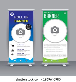 vertical roll up banner template vector, cover presentation modern publication x-banner and flag-banner, layout in rectangle size.