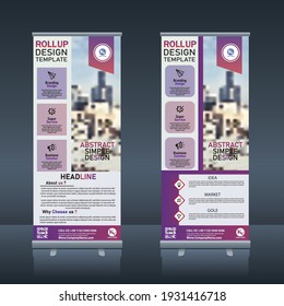 Vertical roll up, pull up, x banner template billboard, banner stand or flag design layout. modern abstract design .