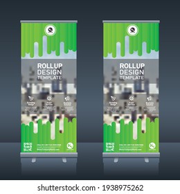 Vertical roll up, pull up, x banner template billboard, banner stand or flag design layout. modern abstract design .