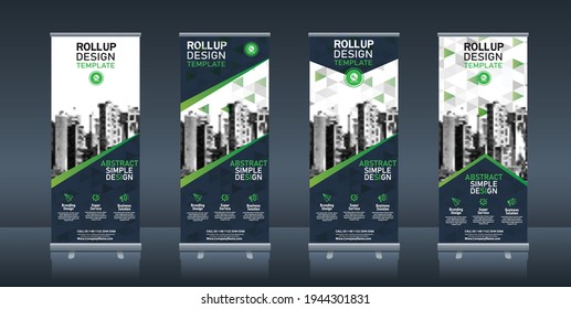 Vertical Roll Up, Pull Up, X Banner Template Billboard, Banner Stand Or Flag Design Layout. Modern Abstract Design .