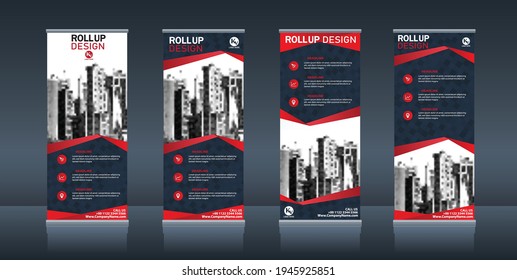Vertical roll up, pull up, x banner template billboard, banner stand or flag design layout. modern abstract design collection.
