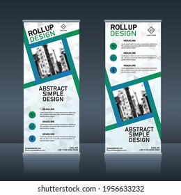 Vertical roll up, pull up, x banner template billboard, banner stand or flag design layout. modern abstract design.