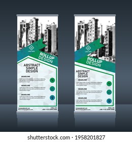 Vertical roll up, pull up, x banner template billboard, banner stand or flag design layout. modern abstract design.