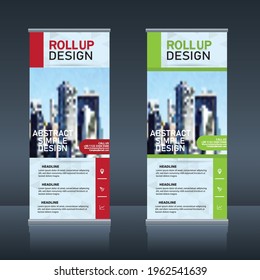 Vertical roll up, pull up, x banner template billboard, banner stand or flag design layout. modern abstract design.
