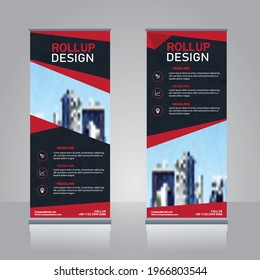 Vertical roll up, pull up, x banner template billboard, banner stand or flag design layout. modern abstract design.